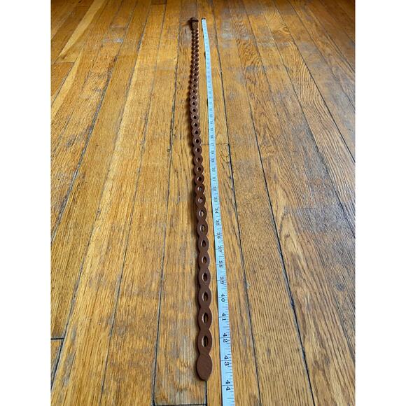 FOSSIL Brown Leather Scallop Cut Out Belt Womens sz L - Picture 9 of 10